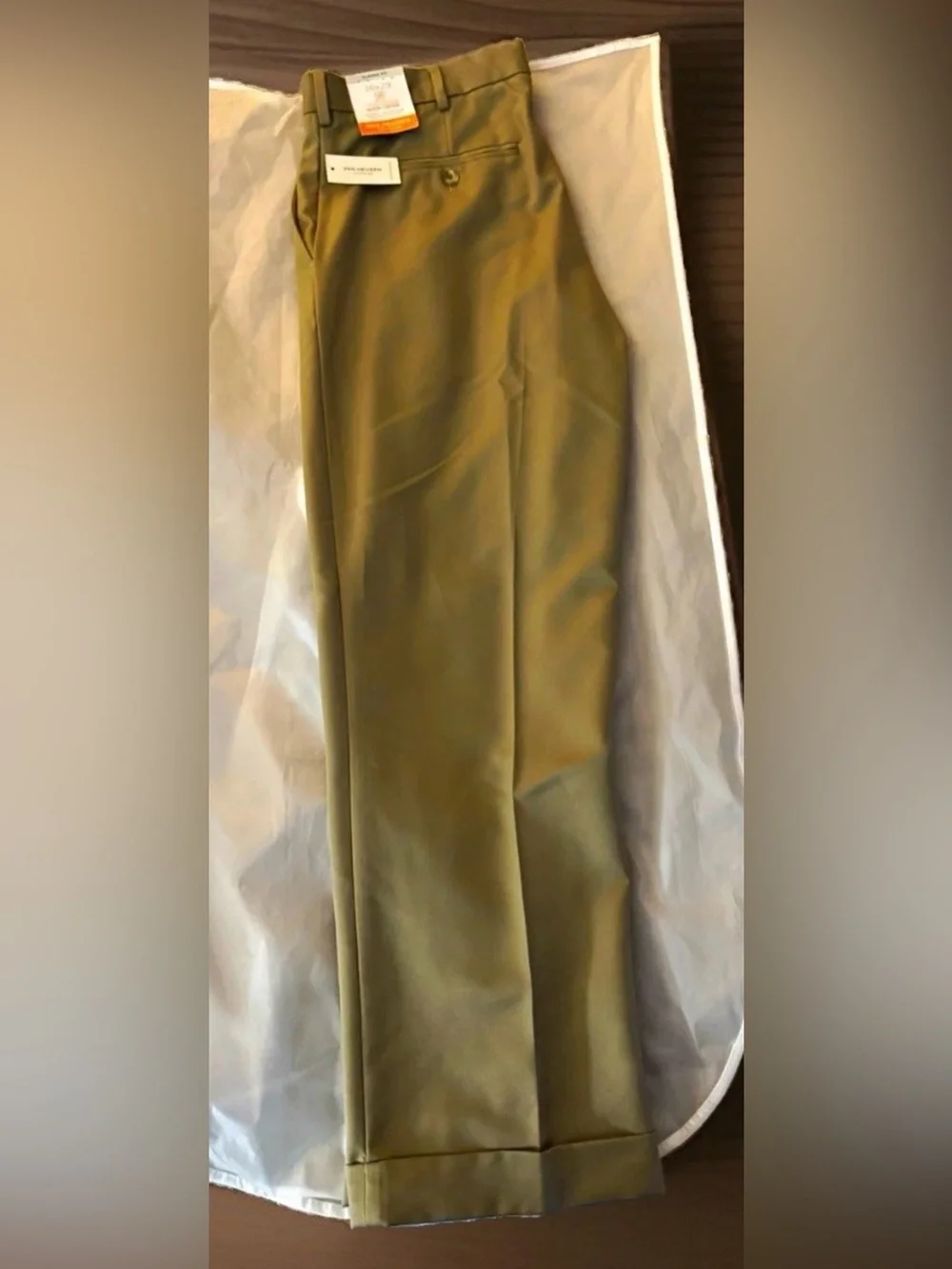 NWT Van Heusen Traveler Non-Iron Classic Fit Dress Pants Men's Beige 36X29